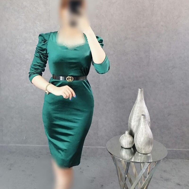 لباس مجلسی  مدل الیزابت سایزبندی 38 الی 48 رنگبندی سبز و مشکی -پیراهن مجلسی زنانه و دخترانه - لباس مجلسی کوتاه 