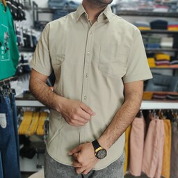پیراهن مردانه آستین کوتاه سه رنگ و پنج سایز جنس کتان پنبه