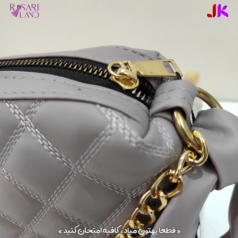 کیف زنانه طرح لوزی طوسی چرم با 3 بند جذاب با قیمت مناسب جامه کده با ارسال رایگان