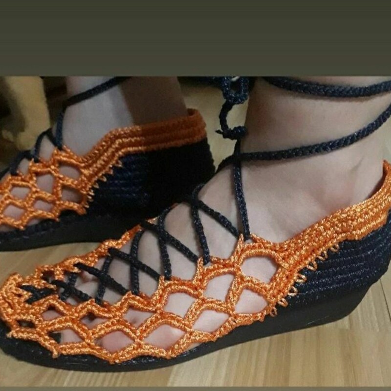 کفش تابستانی نارنجی سرمه ای 37