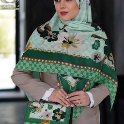 شال یا  روسری نخی برند مونتلا  طرح گوچی بنفشه سبز (ارسال رایگان به سراسر کشور)