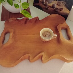 سینی چوبی رایزر مدل دفرمه چوب راش رنگ خوراکی طبیعی و زیبا