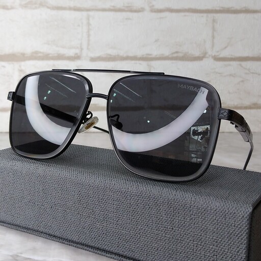 عینک آفتابی فلزی مردانه برند میباخ عدسی الماس تراش UV400مدل دو پل رنگ مشکی
