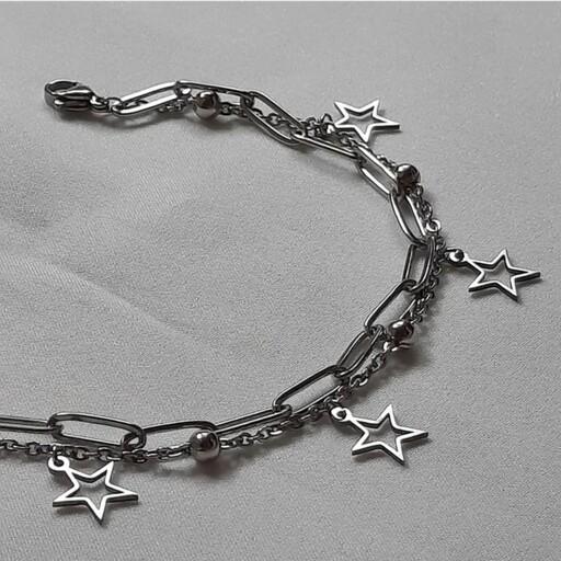 دستبند ستاره دو لاین استیل