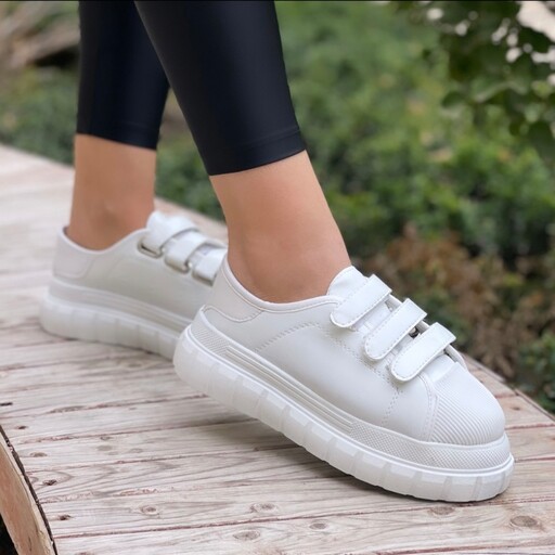 کفش 3 چسب زنانه سفید - کتونی سه چسبی زنانه رنگ سفید سایز 37 تا 40 - کتانی چسبی سفید زنانه ارزان