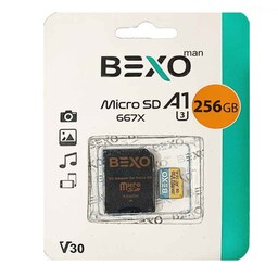 رم میکرو 256 گیگ بکسو BEXO MicroSD A1 U3 667X با گارانتی