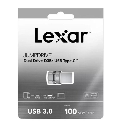 فلش مموری لکسار مدل JumpDrive D35C USB TYPE-C ظرفیت 128 گیگابایت با گارانتی