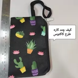 کیف چند کاره ،جنس مخمل تراکم بالا طرح کاکتوس