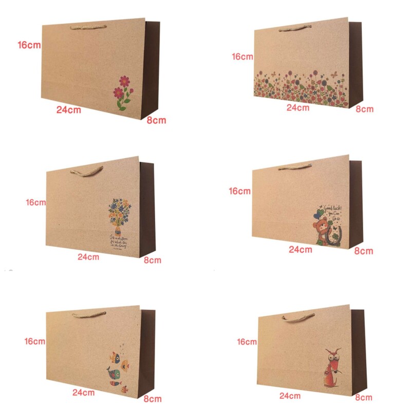 پاکت هدیه (بگ هدیه) کرافت، مدل کادو و  عید نوروز در دوازده طرح متنوع ، به ابعاد 8 در 24 در 16 سانت