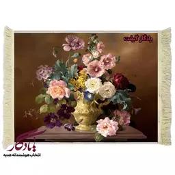 تابلو فرش ماشینی طرح گل رز و شارون کد g24 - 50*35
