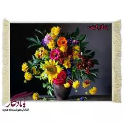 تابلو فرش ماشینی طرح گل و گلدان سفالین کد g25 - 70*100