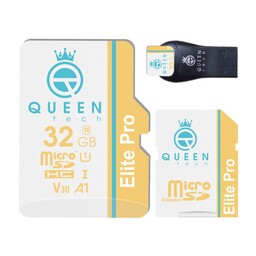 کارت حافظه Micro SD HC کوئین تک مدل Elite Pro A1 V30 کلاس 10 استاندارد UHS-I U1 سرعت 85MBps ظرفیت 32 گیگابایت به همراه آ