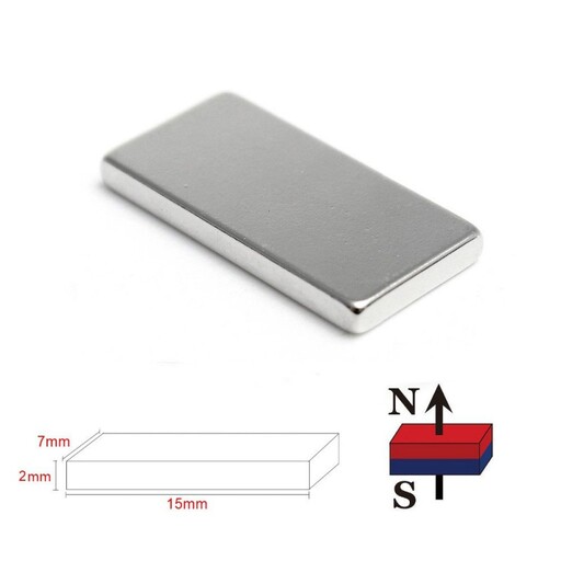 آهن ربا نئودیمیوم بلوک 15x7x2 mm بسته 5 عددی سوپرمگنت مگامگنت سوپرمغناطیس