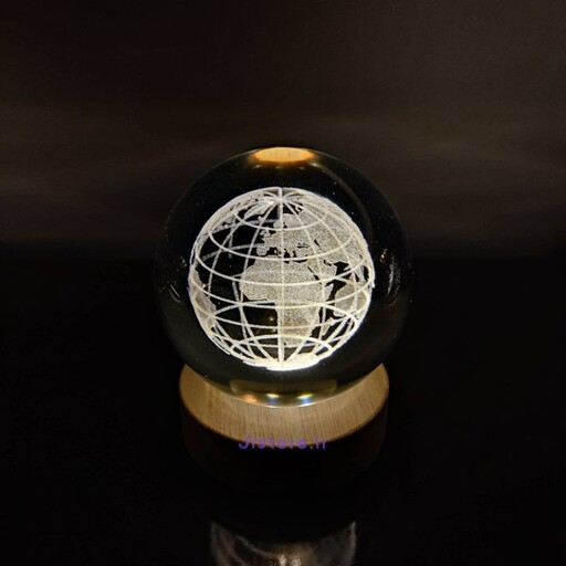 چراغ رومیزی مدل گوی کریستالی چراغدار طرح  کره زمین کد 91071-2K