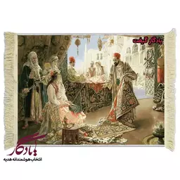 تابلو فرش ماشینی طرح ایرانی حجره فرش کد i59 - 150*220