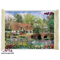 تابلو فرش ماشینی طرح منظره  رود و مرغابی ها کد m53 - 50*35