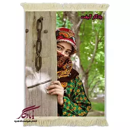 تابلو فرش ماشینی طرح ایرانی بانوی روستا کد i74 - 100*50