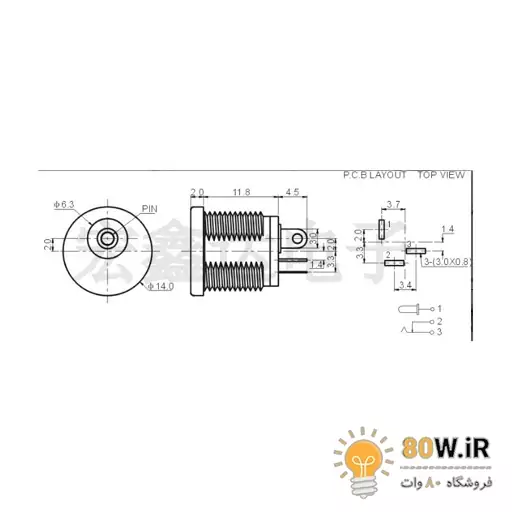 جک آداپتور روپنلی مدل DC-022 رنگ مشکی