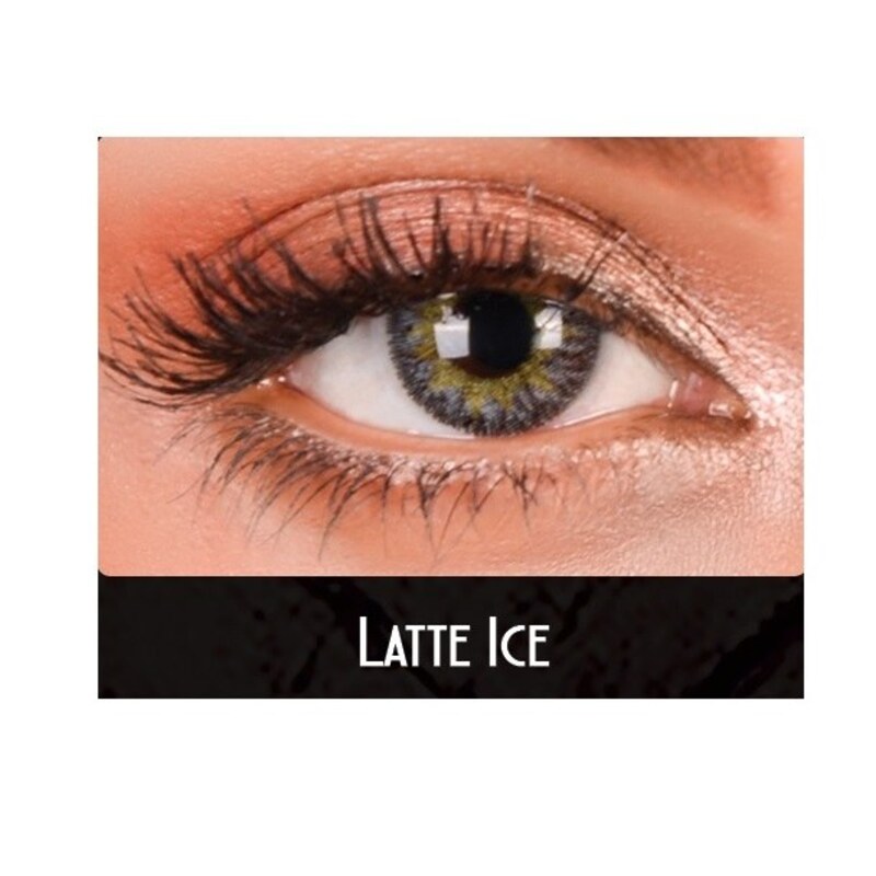 لنز رنگی چشم مکس  ویو ویژن  رنگ طوسی سبز دور مشکی Latte Ice 