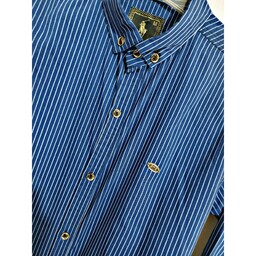 پیراهن سرمه ای آبی راه راه پسرانه مردانه مجلسی پارچه ضد حساسیت باالیاف طبیعی ضد تعریق دکمه دار
