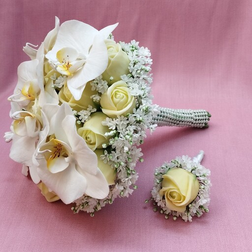دسته گل عروس مصنوعی  شیک و زیبا ،ماندگار 