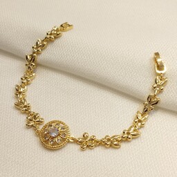 دستبند زنانه طرح طلا طلایی نگین دار دستبند زنانه 