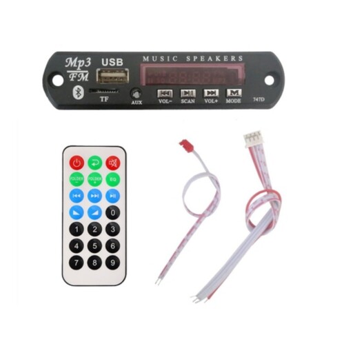 پخش کننده بلوتوثی 12V  پنلی MP3 پشتیبانی از MicroSD و USB با ریموت کنترل