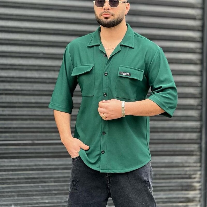 پیراهن مراکش پارچه میله ایی مراکش مردانه جیب دار کیفیت عالی 
