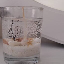 شات شمع اقیانوس، شمع ژله ای تک رنگ سفید با صدف و ستاره دریایی