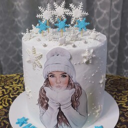 کیک خانگی  تولد باتم زمستانی دخترانه