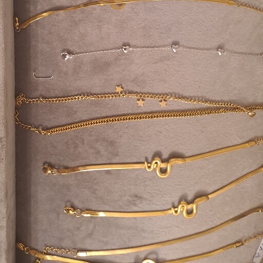 دستبند دخترانه نقره ای و طلایی