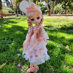 اسباب بازی و کادو وهدیه  فیگور دخترانه عروسک کامل مفصلی مدل  چشم تیله ای سایز 30 سانت ارسال رایگان سراسر ایران