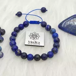 دستبند لاجورد افغان طبیعی درجه یک...lapis lazuli...سنگ رفع عوارض استرس و آرام بخش