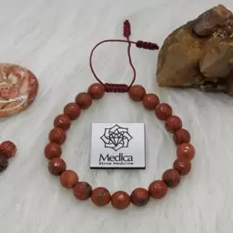 دستبند جاسپر سرخ red jasper سایز 8 دور مچ 17