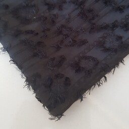 پارچه حریر ریش دار عرض 150 تک رنگ رنگ مشکی قیمت به ازای نیم متر 