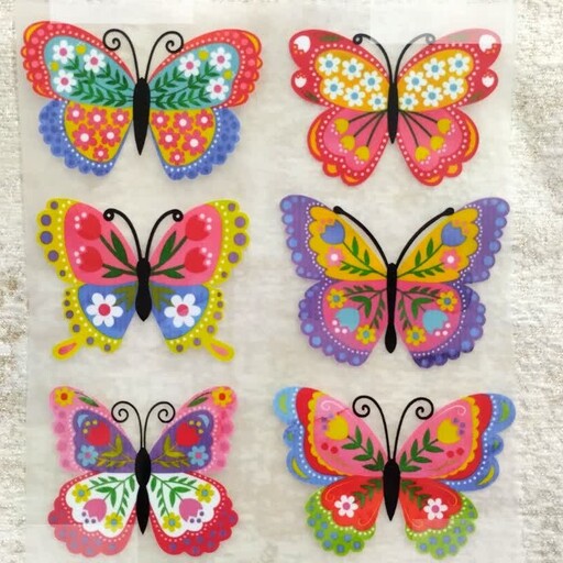 برچسب حرارتی پارچه طرح پروانه های رنگی پک  4 تایی  