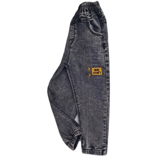 شلوار جین زغالی اسپرت طرح دار اسلش سایز 85 تا 100