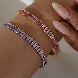 دستبند زنانه برنجی طرح جواهر نگین مخراج شده کیفیت عالی