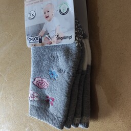 جوراب نخی نوزادی برند ایمپی دیمپی آلمان استپ دار پک دو عددی