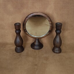 آینه و شمعدان چوبی 