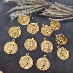 خرجکار طلایی سکه حلقه دار آویزی سبک پَک 12 عددی 
