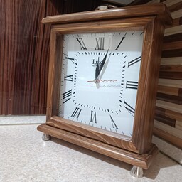 ساعت چوبی رومیزی لوکس با پایه ی نقره ای