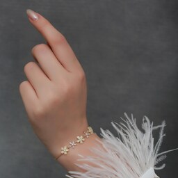 دستبند زنانه شکوفه و نگین طلایی مارشالی کد 1010028