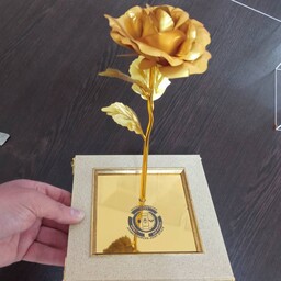 فروش تک و عمده گل روکش طلا شناسنامه دار همراه با باکس رومیزی با امکان حک اسم و لوگو