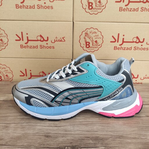 کتونی پوما puma زیره پیو مردانه سایز 40 تا 45 رنگ طوسی کفی طبی لژ 4 سانتی رویه بافت خارجی 