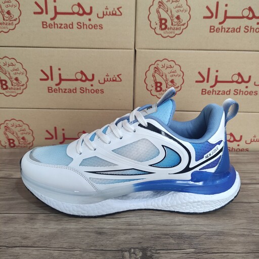 کتونی نایک nike مردانه زیره کپسولی سایز 40 تا 45 رنگ سفید آبی کفی طبی لژ 3 سانتی رویه بافت خارجی سبک و راحت 