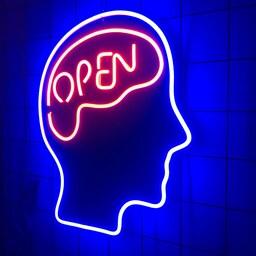 تابلو نئون طرح open mind زمینه مشکی ابعاد 40 در 32 با یکسال ضمانت