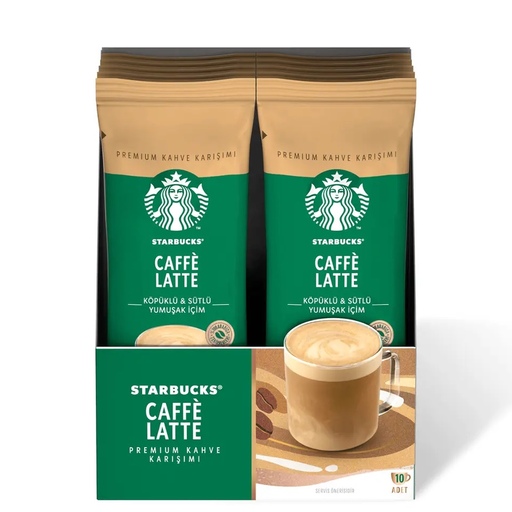 قهوه فوری لاته استارباکس 14 گرم بسته 10 عددی Starbucks Cafe Latte