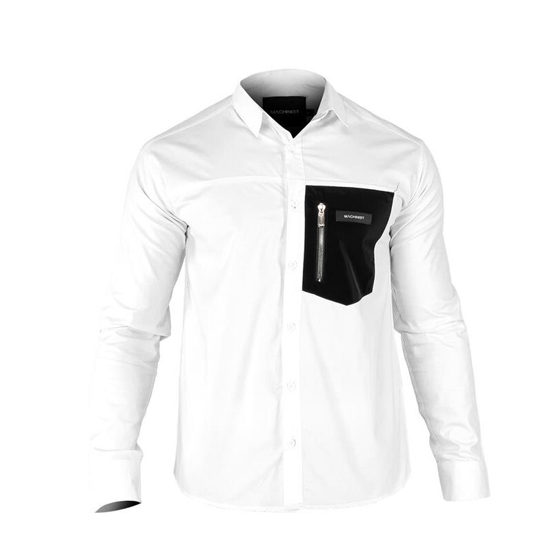 پیراهن مردانه  آستین بلند  رنگ مشکی 43817 سفید 43818 سایز XXLوXLو LوM طرح پارچه ساده نوع پیراهن یقه برگردان