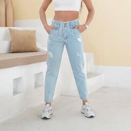شلوار جین زنانه مدل مام استایل قواره دار قد 95 رنگبندی پارچه جین حوله ای وارداتی به همراه هدیه متبرک مشهد الرضا 